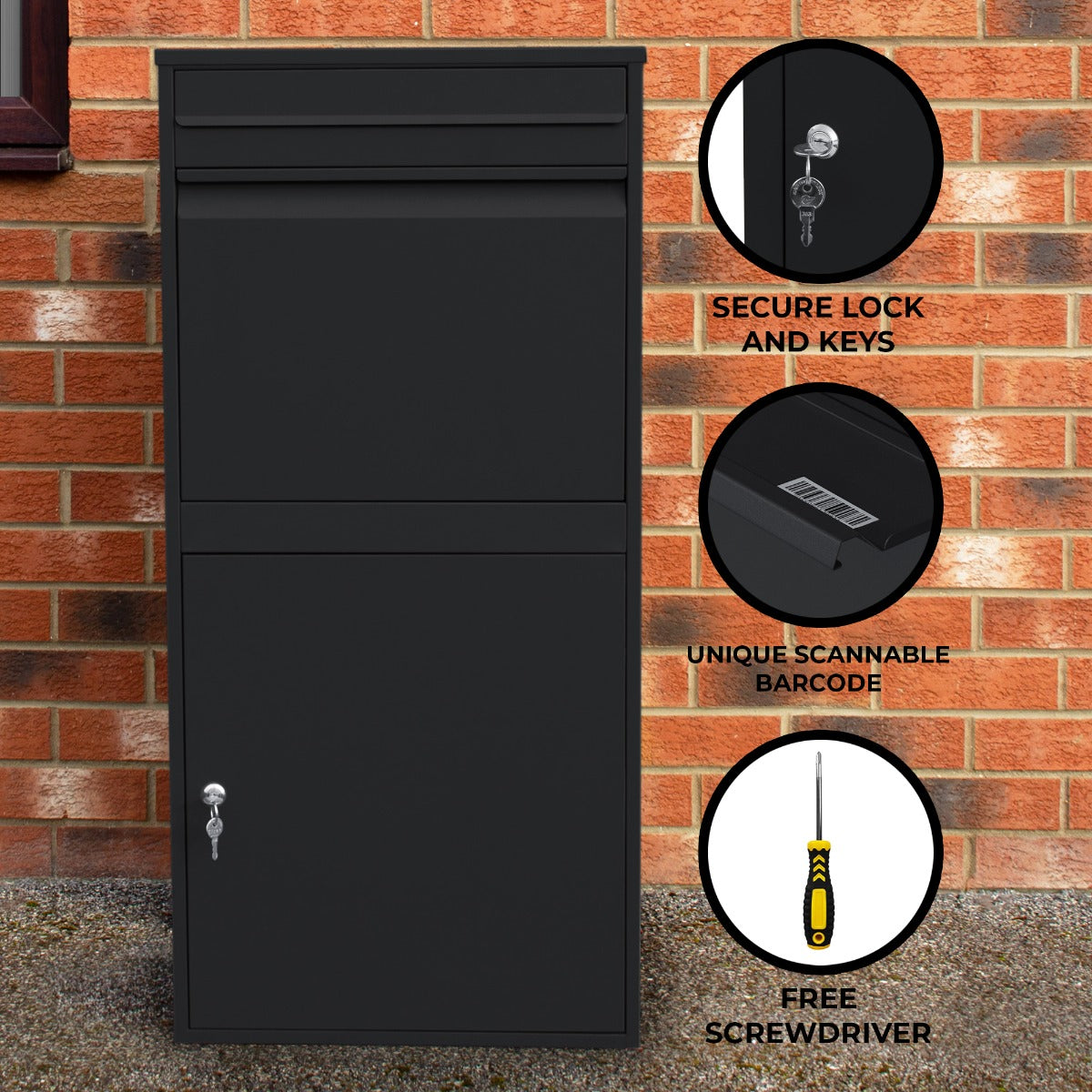 Black Anti-Theft Parcel Post Box XL - Like New