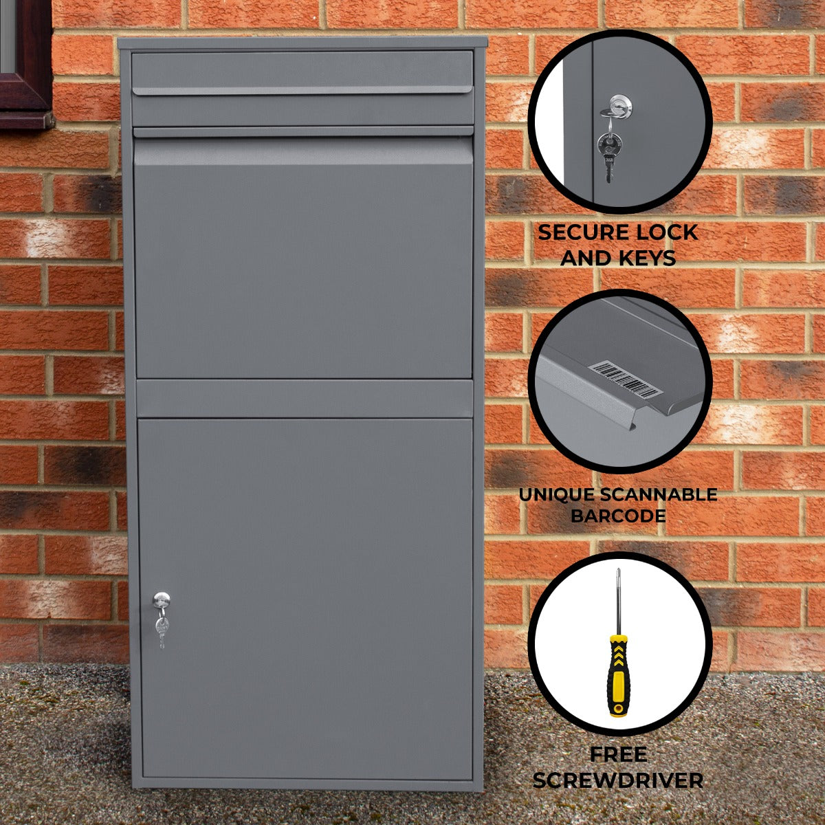 Grey Anti-Theft Parcel Post Box XL - Used - Acceptable
