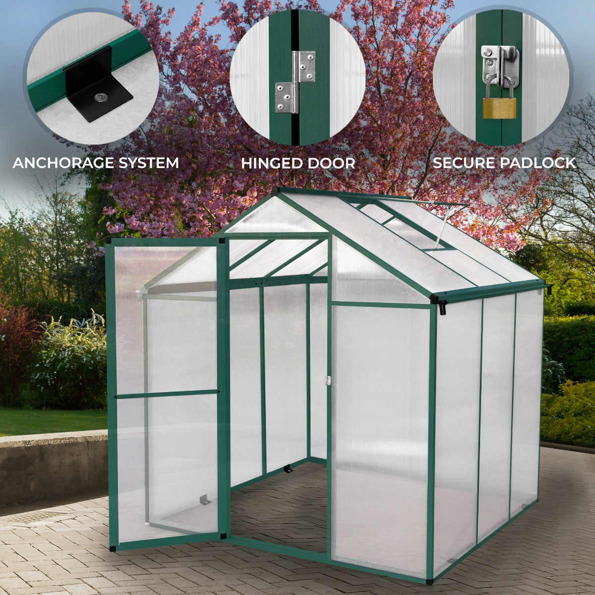 Polycarbonate Greenhouse 6ft x 6ft – Green - Like New