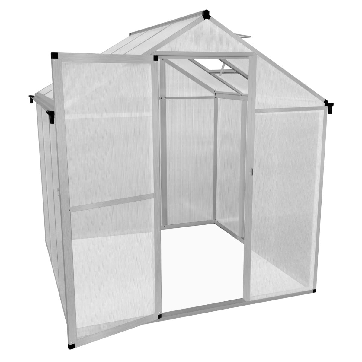 Polycarbonate Greenhouse 6ft x 6ft– Silver - Used - Very Good
