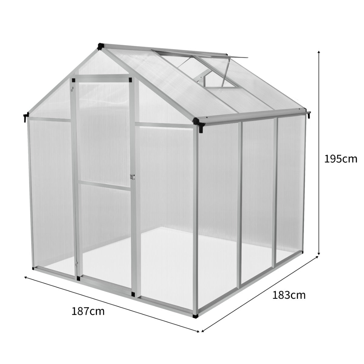 Polycarbonate Greenhouse 6ft x 6ft– Silver - Used - Acceptable