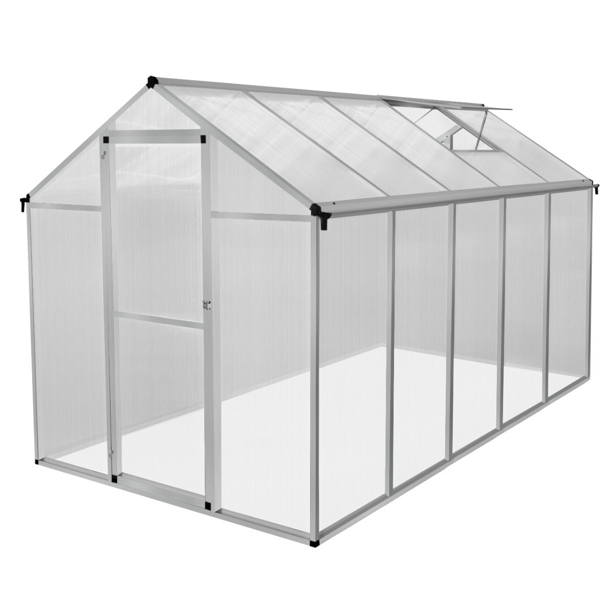 Polycarbonate Greenhouse 6ft x 10ft – Silver - Like New