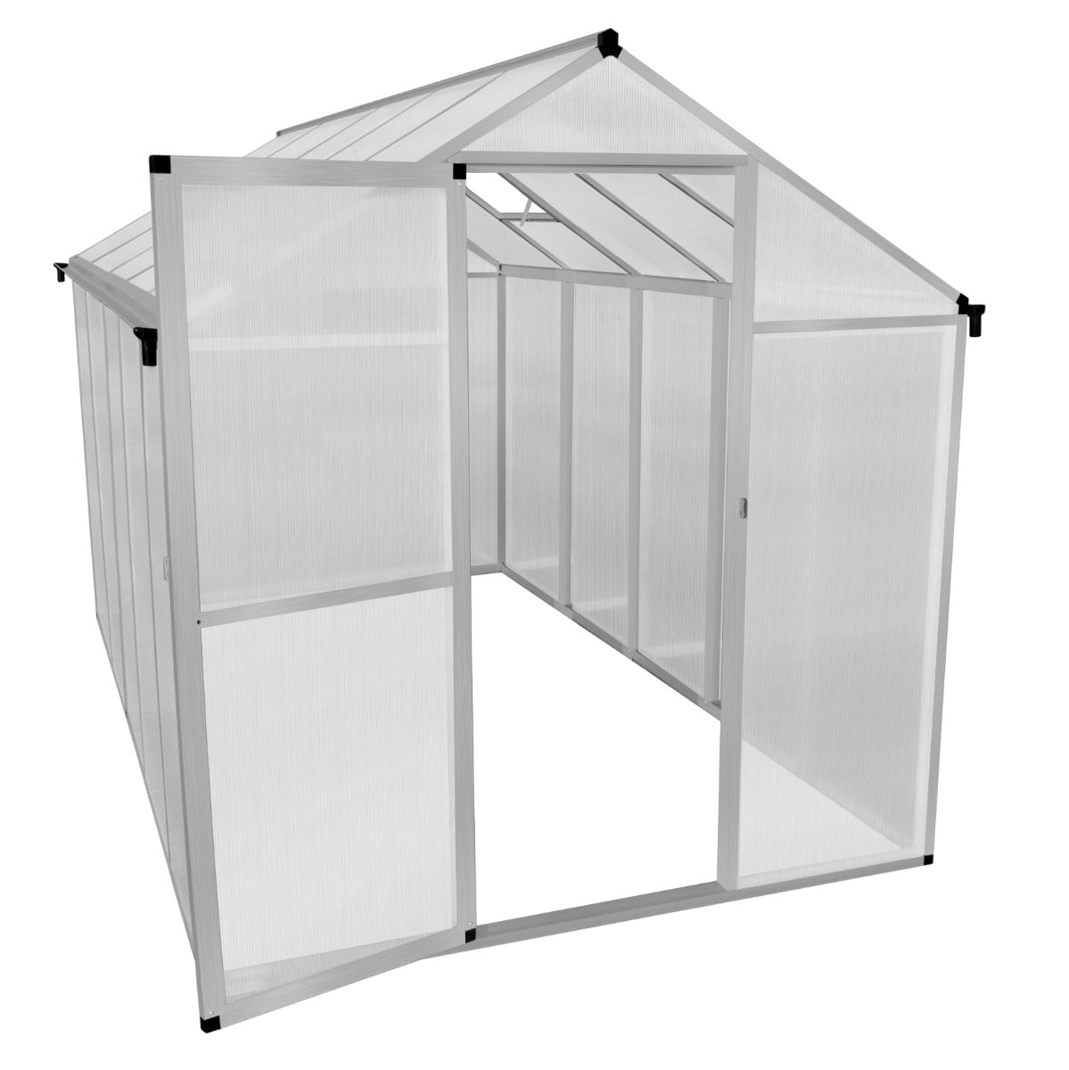 Polycarbonate Greenhouse 6ft x 10ft – Silver - Like New