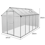 Polycarbonate Greenhouse 6ft x 10ft – Silver - Like New
