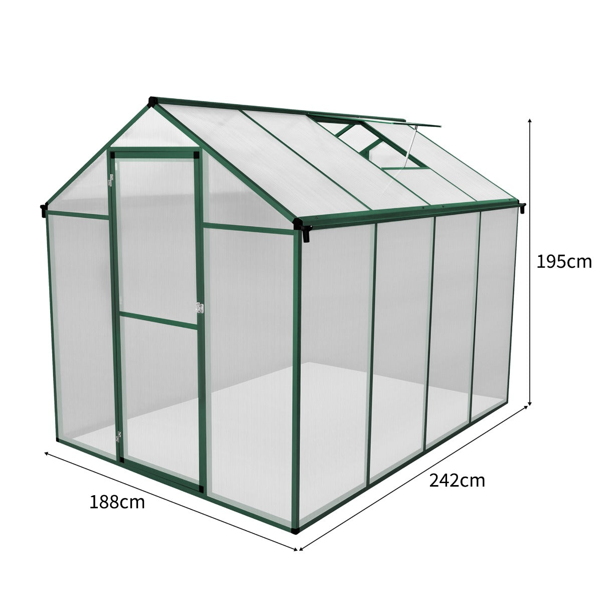 Polycarbonate Greenhouse 6ft x 8ft – Green - Like New