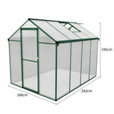 Polycarbonate Greenhouse 6ft x 8ft – Green - Like New