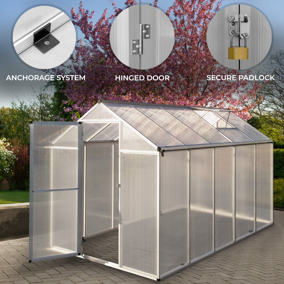 Polycarbonate Greenhouse 6ft x 10ft – Silver - Like New