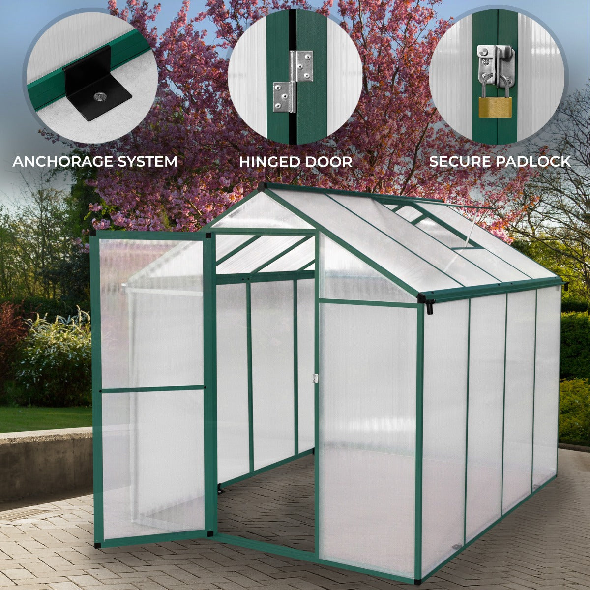 Polycarbonate Greenhouse 6ft x 8ft – Green - Used - Acceptable