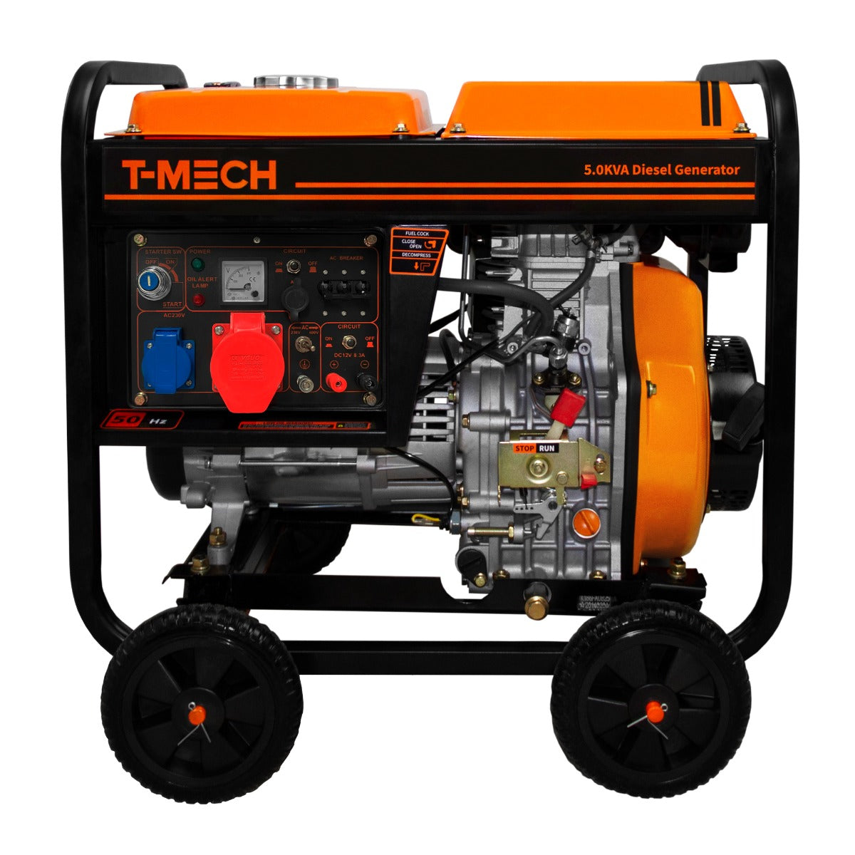 T-Mech 5kVA Portable Diesel Generator Open Frame - Like New