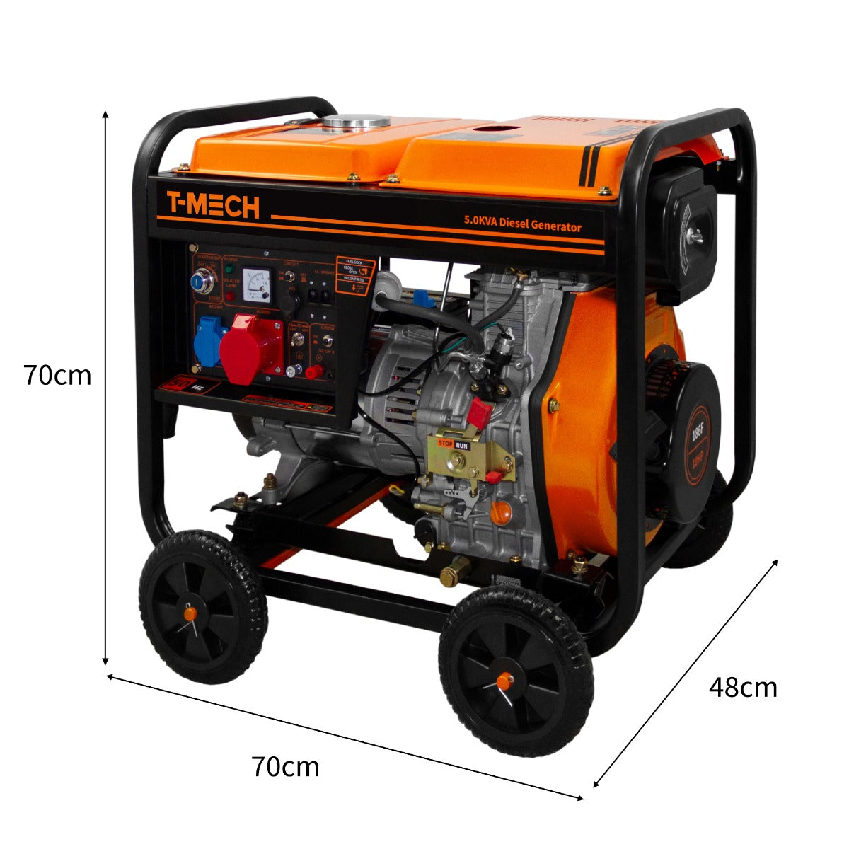 T-Mech 5kVA Portable Diesel Generator Open Frame - Like New