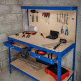 Workbench with Pegboard, Drawer & Light – Blue - Used - Acceptable