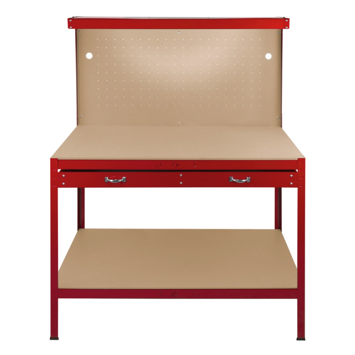 Workbench with Pegboard, Drawer & Light – Red - Like New