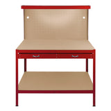 Workbench with Pegboard, Drawer & Light – Red - Like New