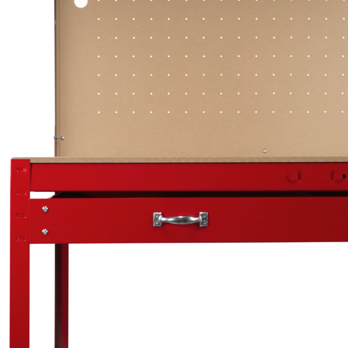 Workbench with Pegboard, Drawer & Light – Red - Like New