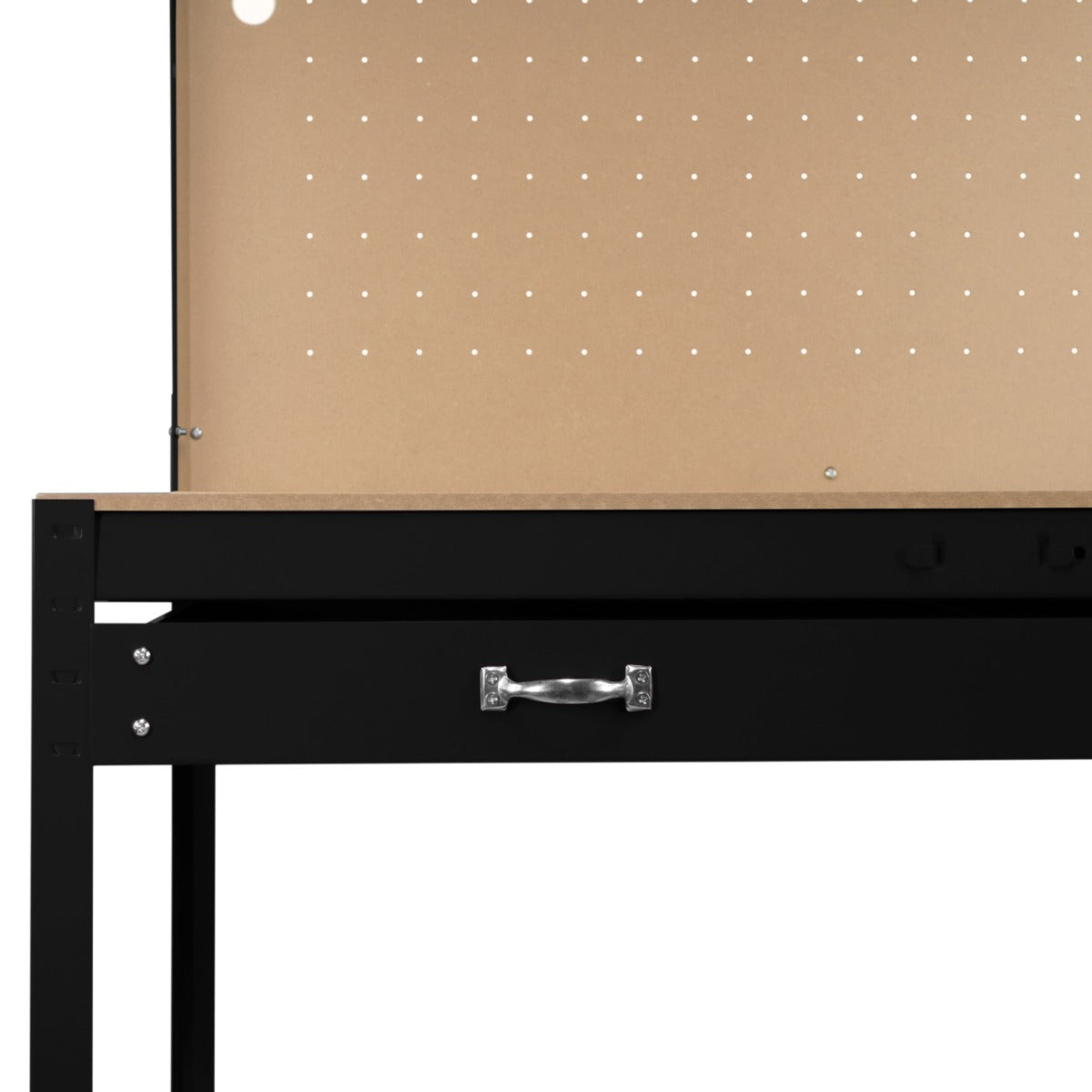 Workbench with Pegboard, Drawer & Light – Black - Used - Good