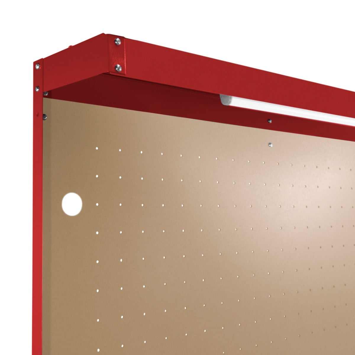 Workbench with Pegboard, Drawer & Light – Red - Like New