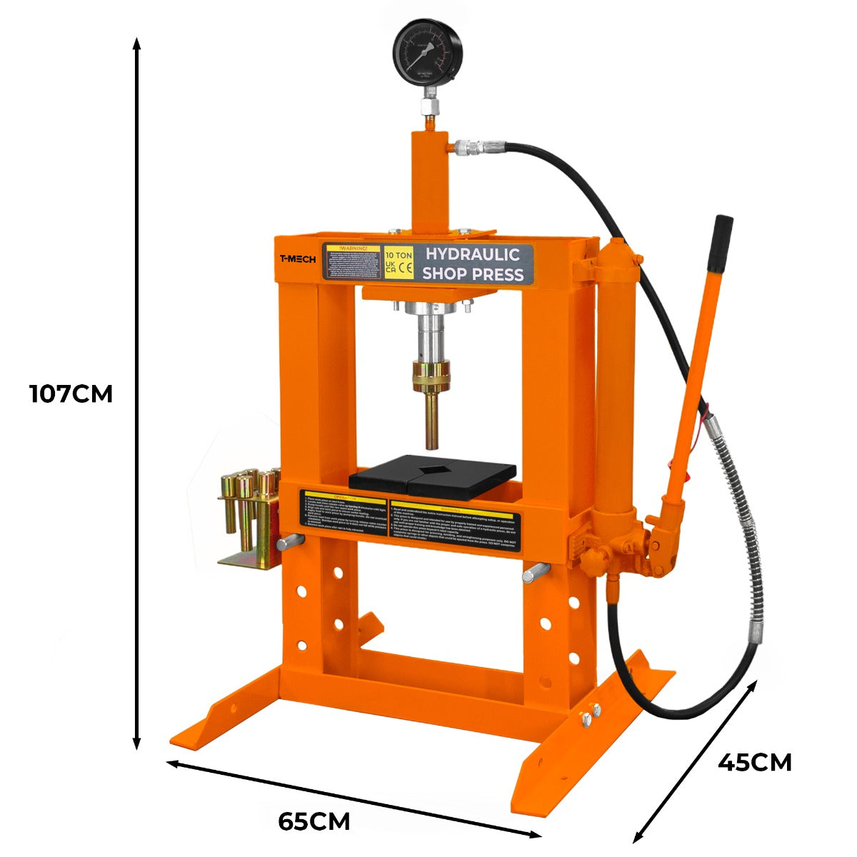 Hydraulic Shop Press with Gauge – 10 Tonne - Like New