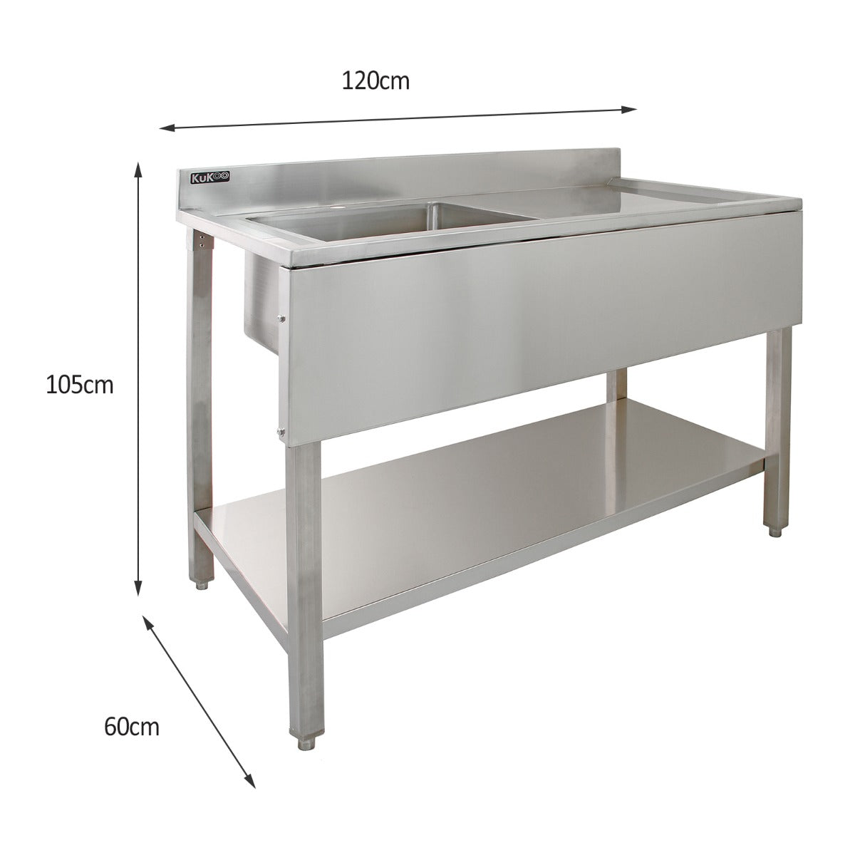 KuKoo Stainless Steel Catering Sink - Right Hand Drainer - Used - Good