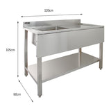 KuKoo Stainless Steel Catering Sink - Right Hand Drainer - Used - Good