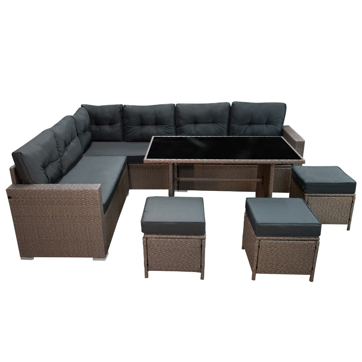 Rattan Corner Set - Grey - Used - Acceptable