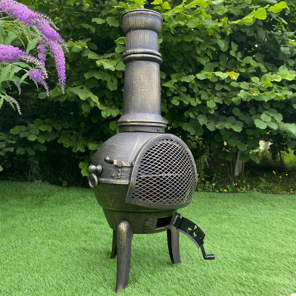 Cast Iron Chimenea & Union Jack Bunting - Like New