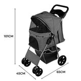 Pet Stroller with Rain Cover – Grey - Like New