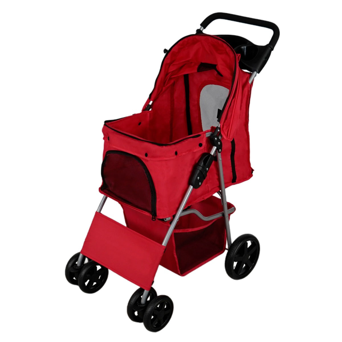 Pet Stroller with Rain Cover – Red - Like New