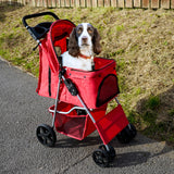 Pet Stroller with Rain Cover – Red - Like New