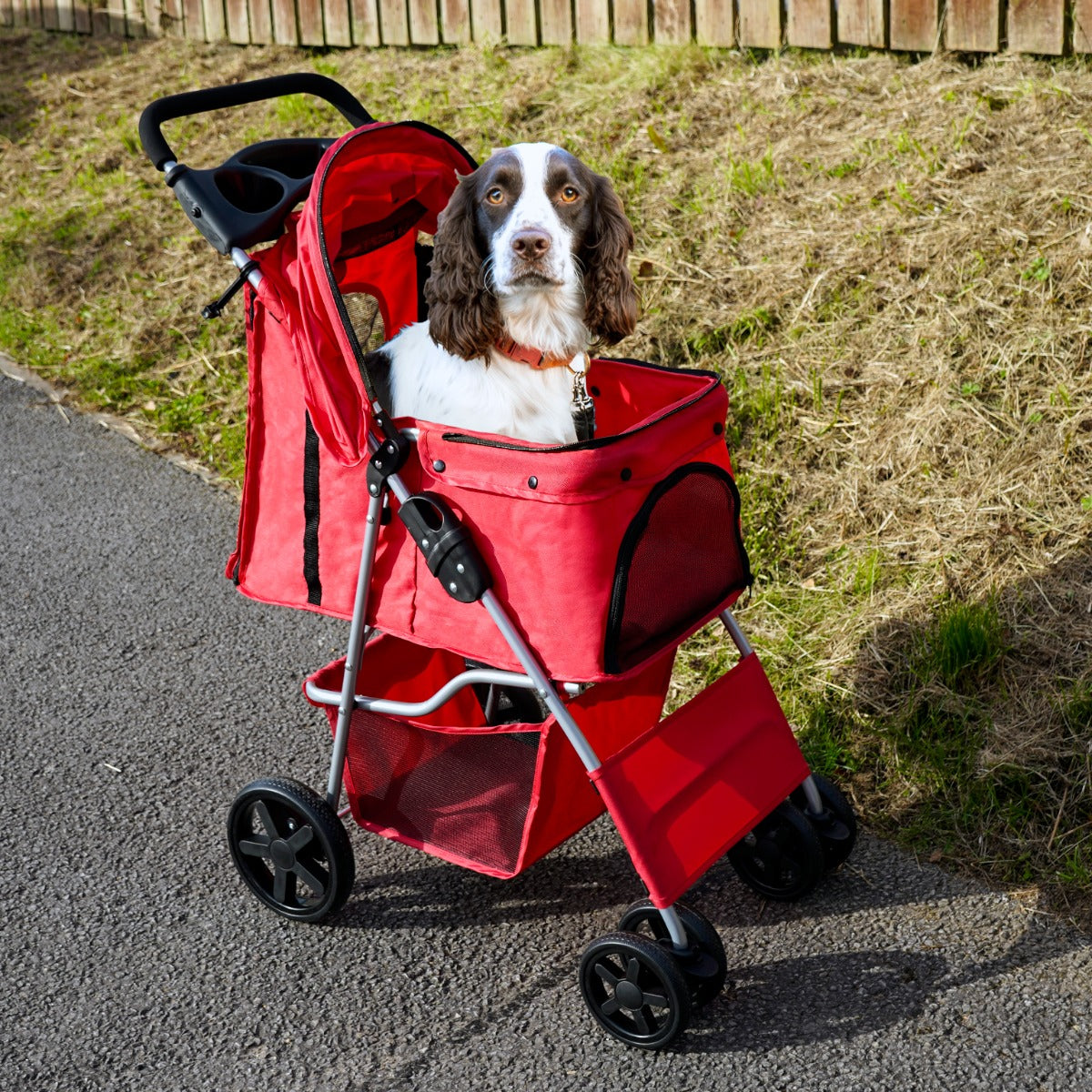 Pet Stroller with Rain Cover – Red - Used - Very Good