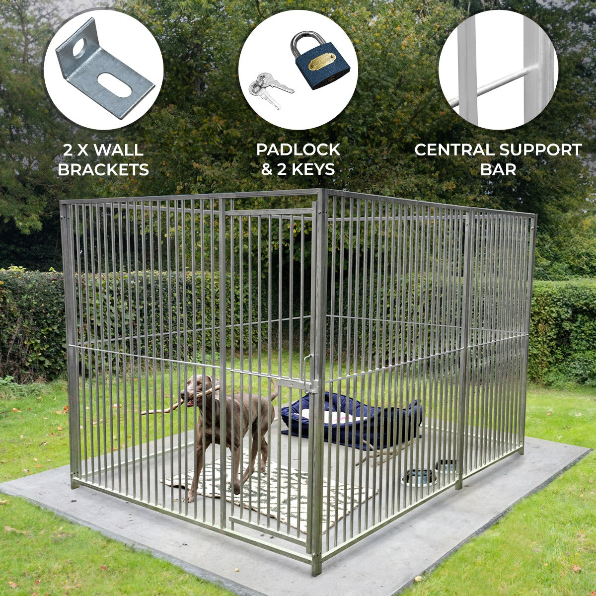 2m Dog Run Panel With Door – 8cm Bar Spacing - Like New