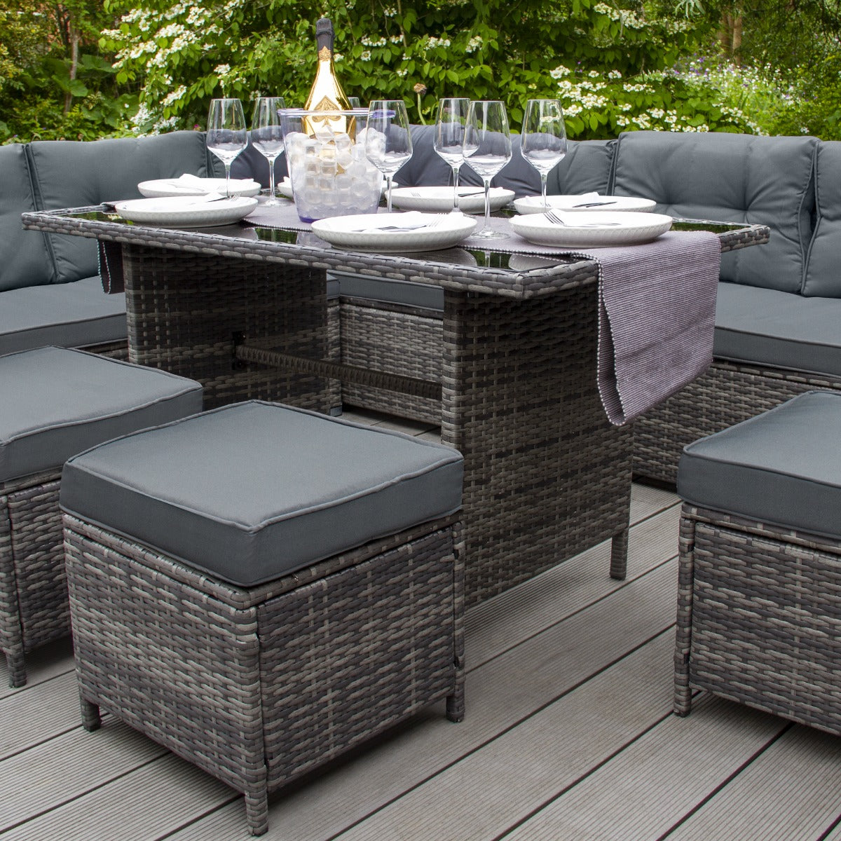 Rattan Corner Set - Grey - Used - Good
