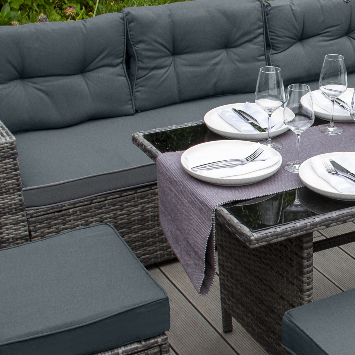 Rattan Corner Set - Grey - Used - Good