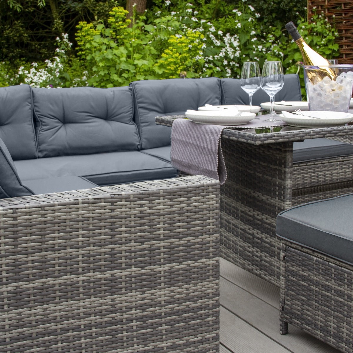 Rattan Corner Set - Grey - Used - Good