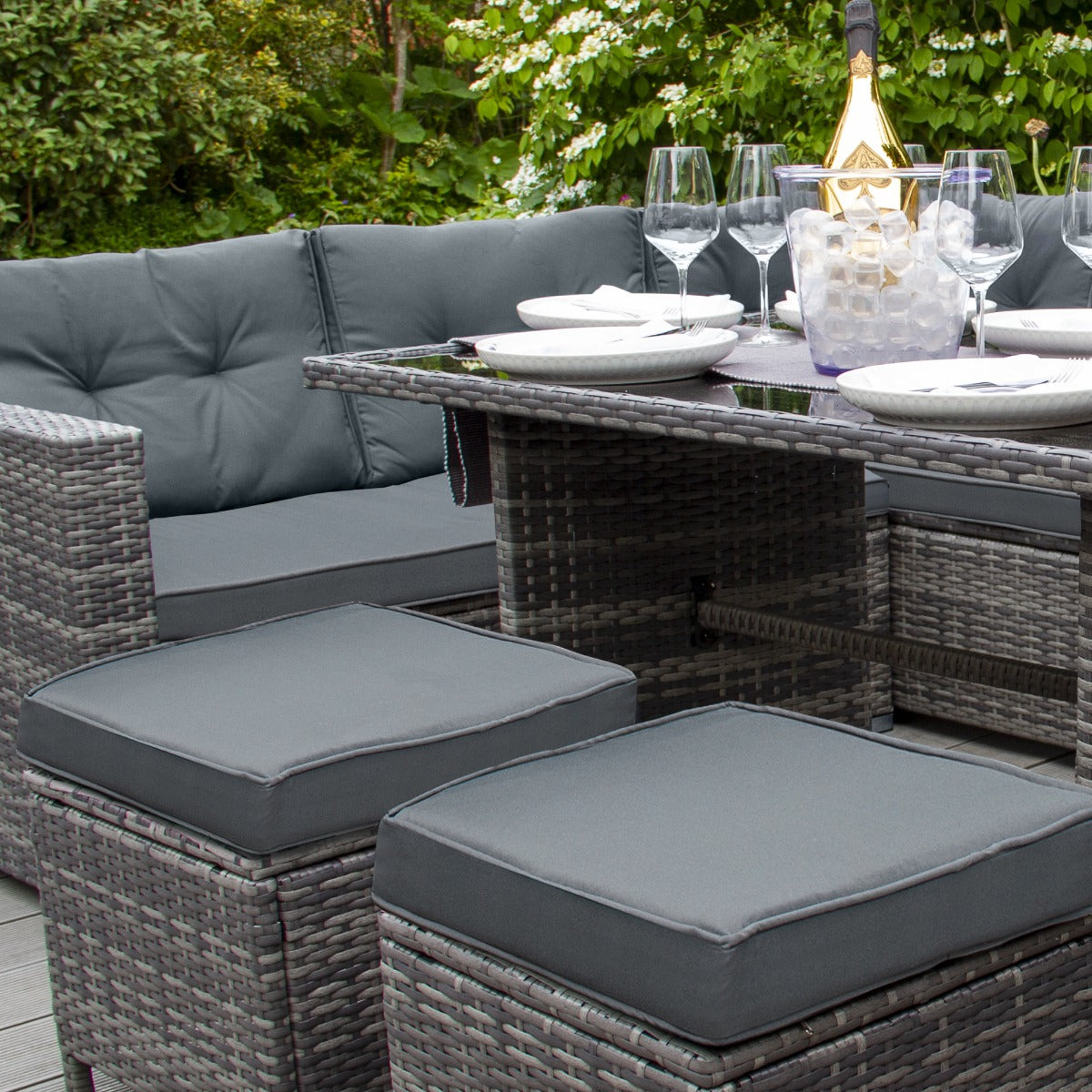 Rattan Corner Set - Grey - Used - Good