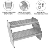 Adjustable 2 Section Galvanised Staircase - 600mm Wide - Used - Very Good