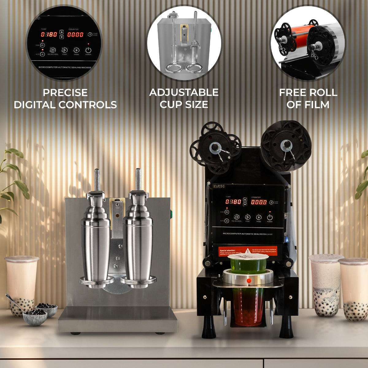 Automatic Cup Sealing Machine & Bubble Tea Shaker - Like New