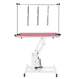 White Hydraulic Grooming Table - Pink Table Top - Used - Acceptable