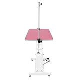 White Hydraulic Grooming Table - Pink Table Top - Used - Good