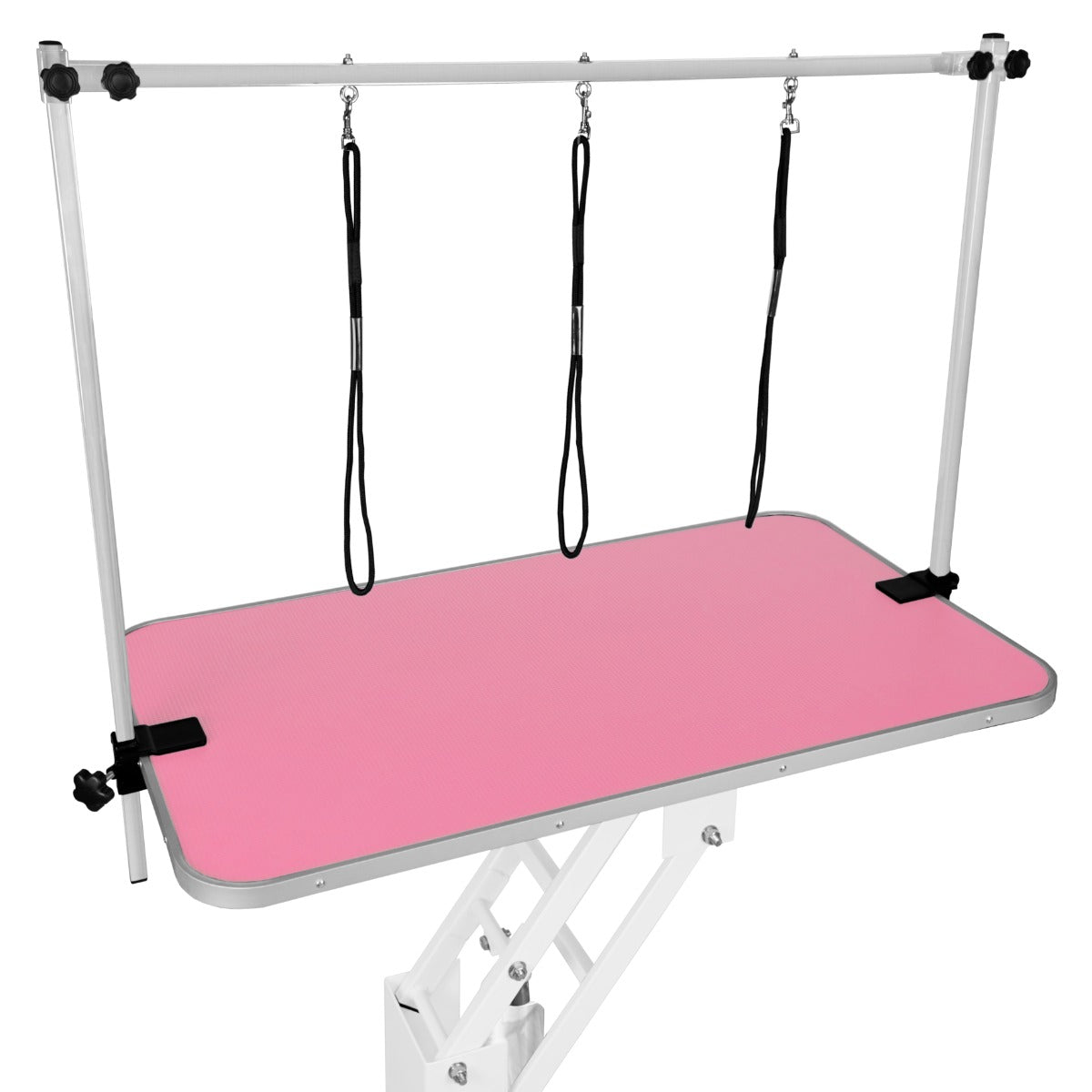 White Hydraulic Grooming Table - Pink Table Top - Used - Acceptable
