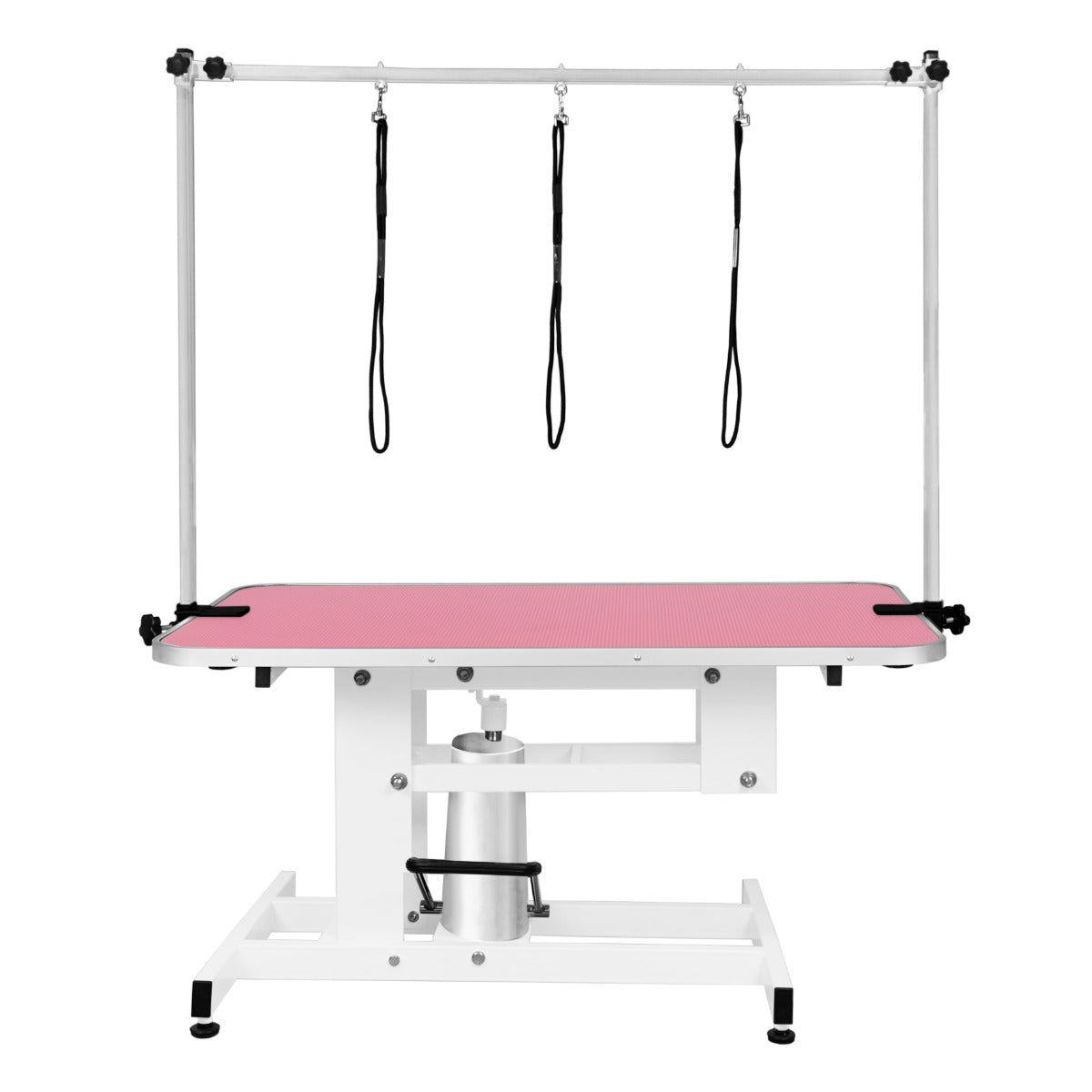 White Hydraulic Grooming Table - Pink Table Top - Used - Acceptable
