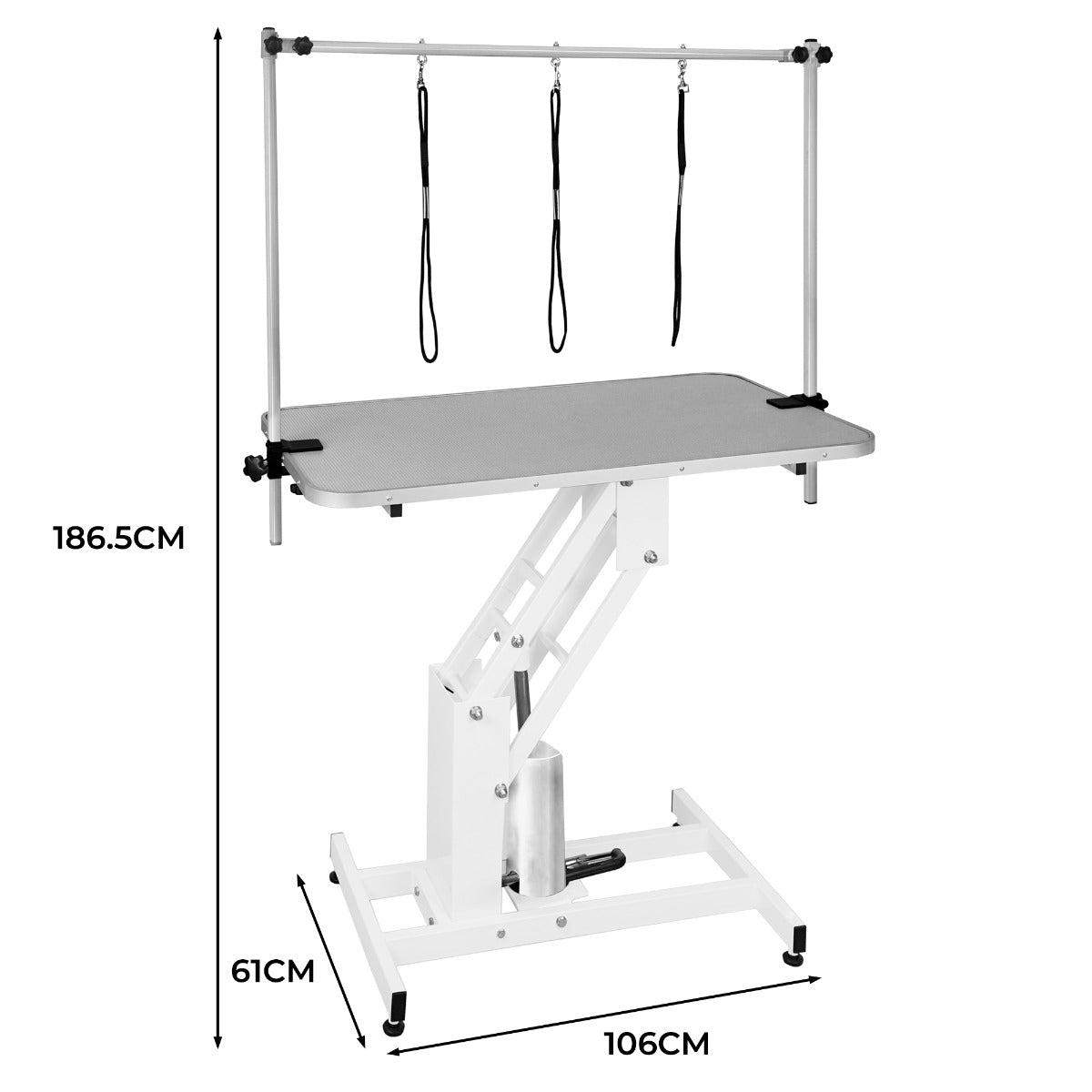 White Hydraulic Grooming Table - Grey Table Top - Used - Very Good