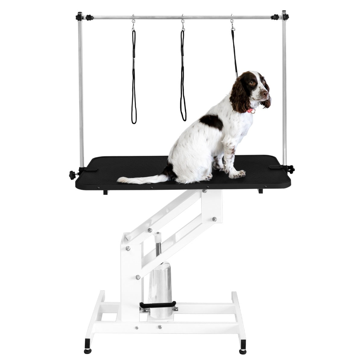 White Hydraulic Grooming Table - Black Table Top - Like New