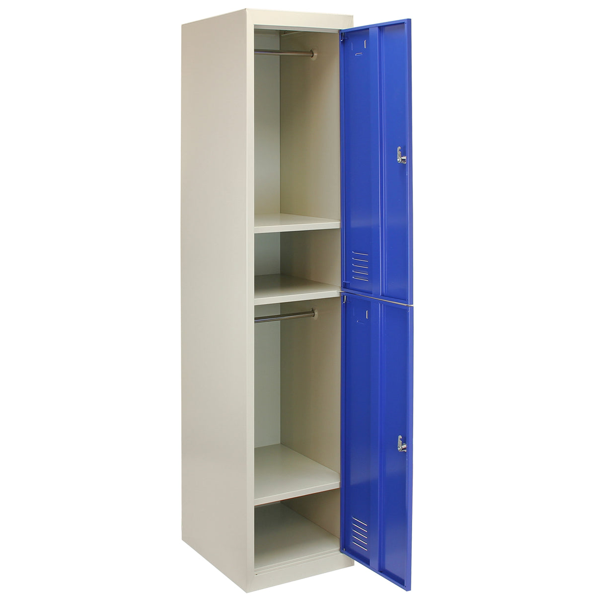 3 x Metal Storage Lockers - Two Doors, Blue - Flatpack - Like New