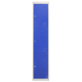 3 x Metal Storage Lockers - Three Doors, Blue - Flatpack - Used - Good