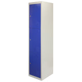 3 x Metal Storage Lockers - Three Doors, Blue - Flatpack - Used - Acceptable