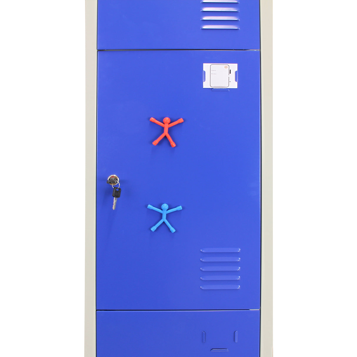 3 x Metal Storage Lockers - Three Doors, Blue - Flatpack - Used - Good