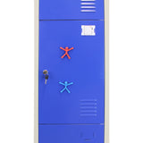 3 x Metal Storage Lockers - Three Doors, Blue - Flatpack - Used - Very Good