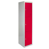 3 x Metal Storage Lockers - Three Doors, Red - Flatpack - Used - Very Good