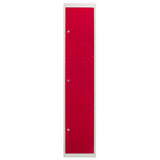3 x Metal Storage Lockers - Three Doors, Red - Flatpack - Used - Acceptable
