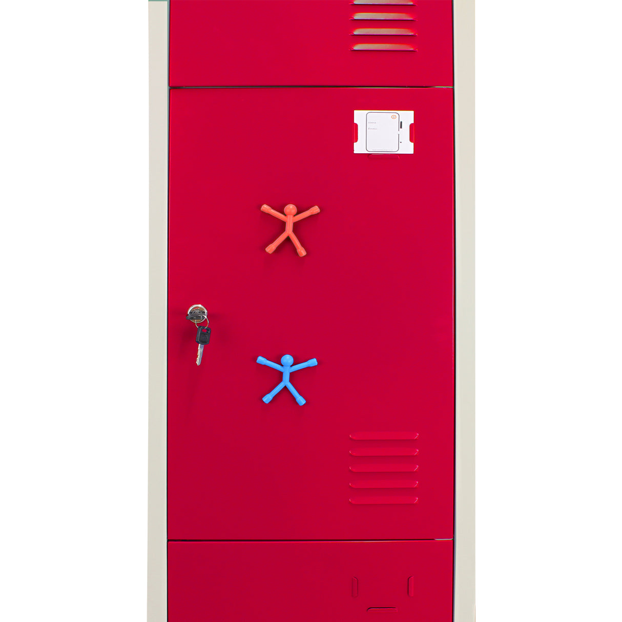 3 x Metal Storage Lockers - Three Doors, Red - Flatpack - Used - Acceptable
